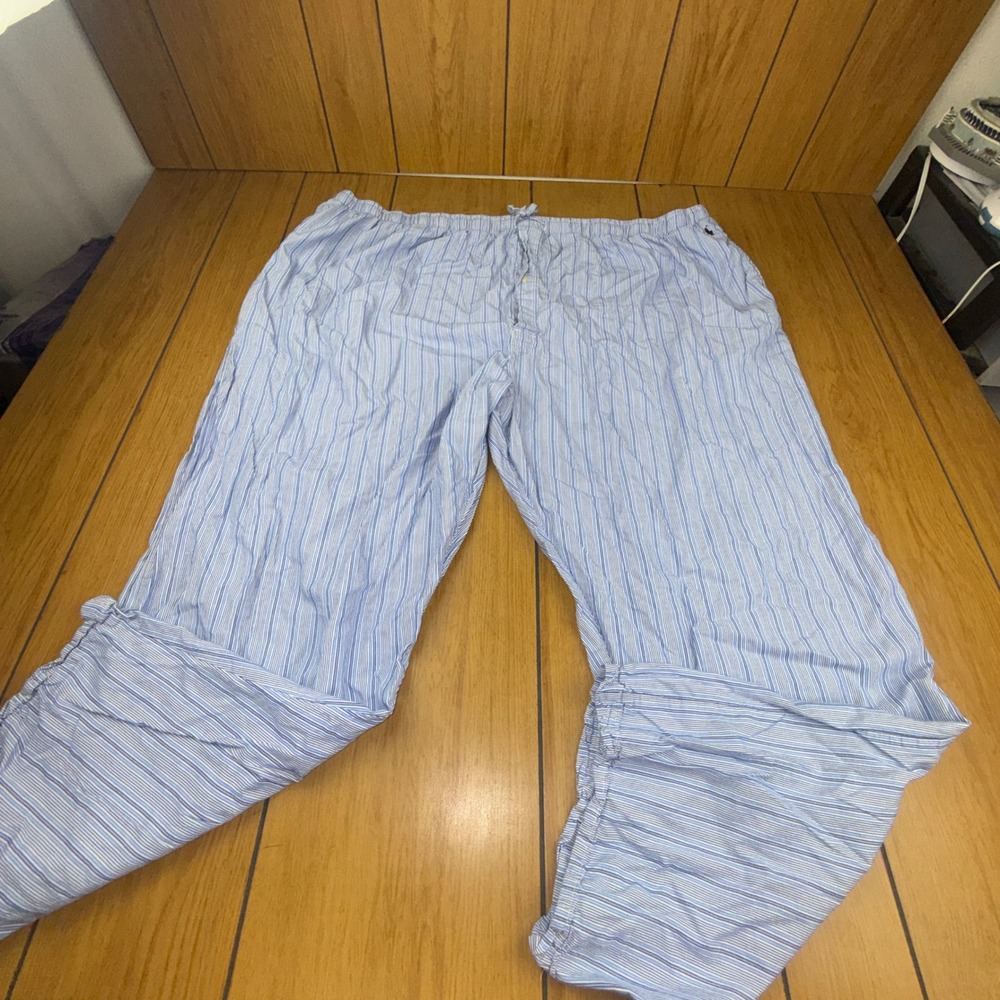 Polo Ralph Lauren Men 4XLT Blue White Striped Cotton Pajama Pants Sleepwear Tall